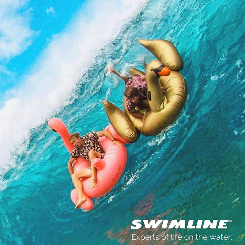 Swimline Golden Swan 75 Inch Inflatable PVC Giant Raft Pool Float, Gold (Used)