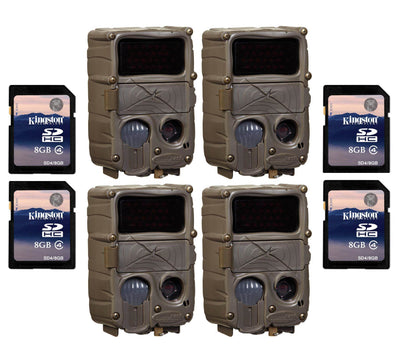 (4) CUDDEBACK C3 No Glow 20MP Black Flash Xchange IR Game Cameras + SD Cards