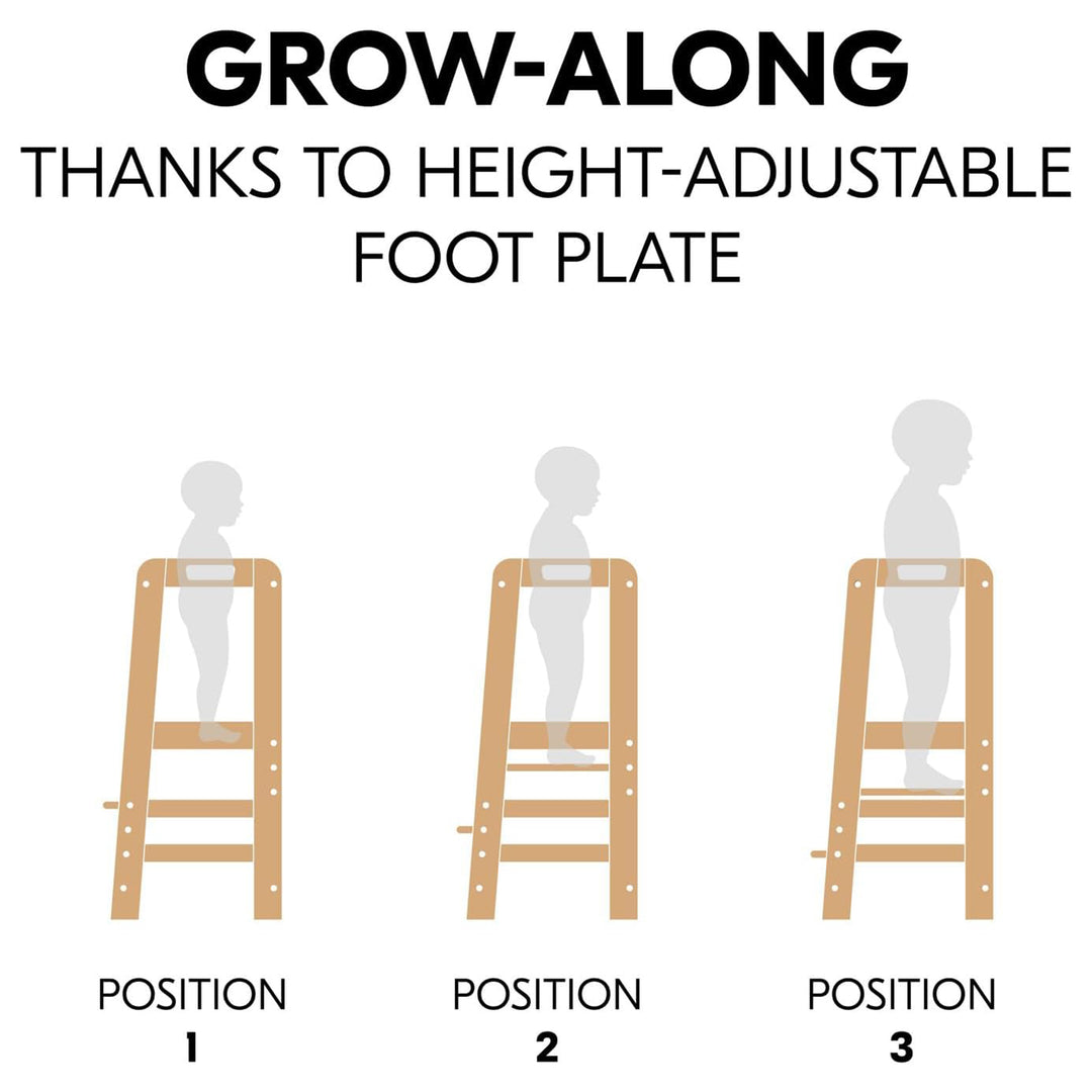 Hauck Learn N Explore Montessori Toddler Tower, Wooden Kitchen Stool, Natural