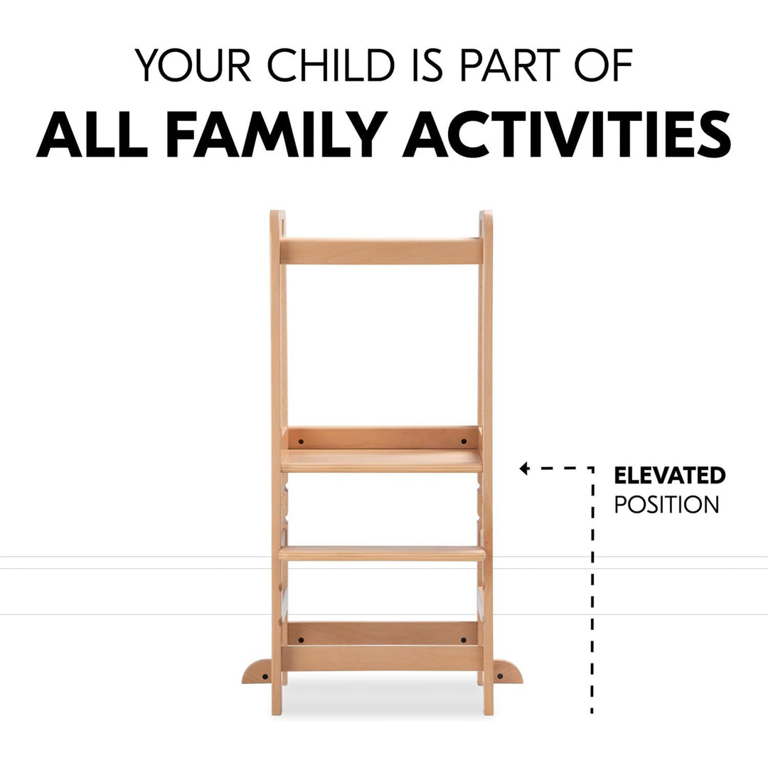 Hauck Learn N Explore Montessori Toddler Tower, Wooden Kitchen Stool, Natural