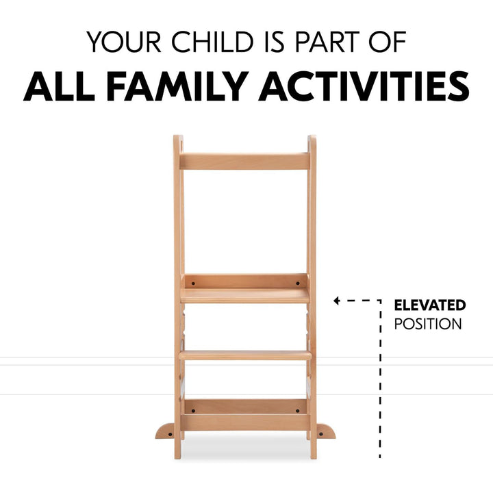Hauck Learn N Explore Montessori Toddler Tower, Wooden Kitchen Stool, Natural