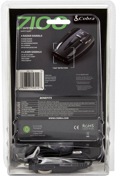 Cobra ESD-7100 9 Band 360° Police Car Radar Laser Detector w/ Traffic Alerts