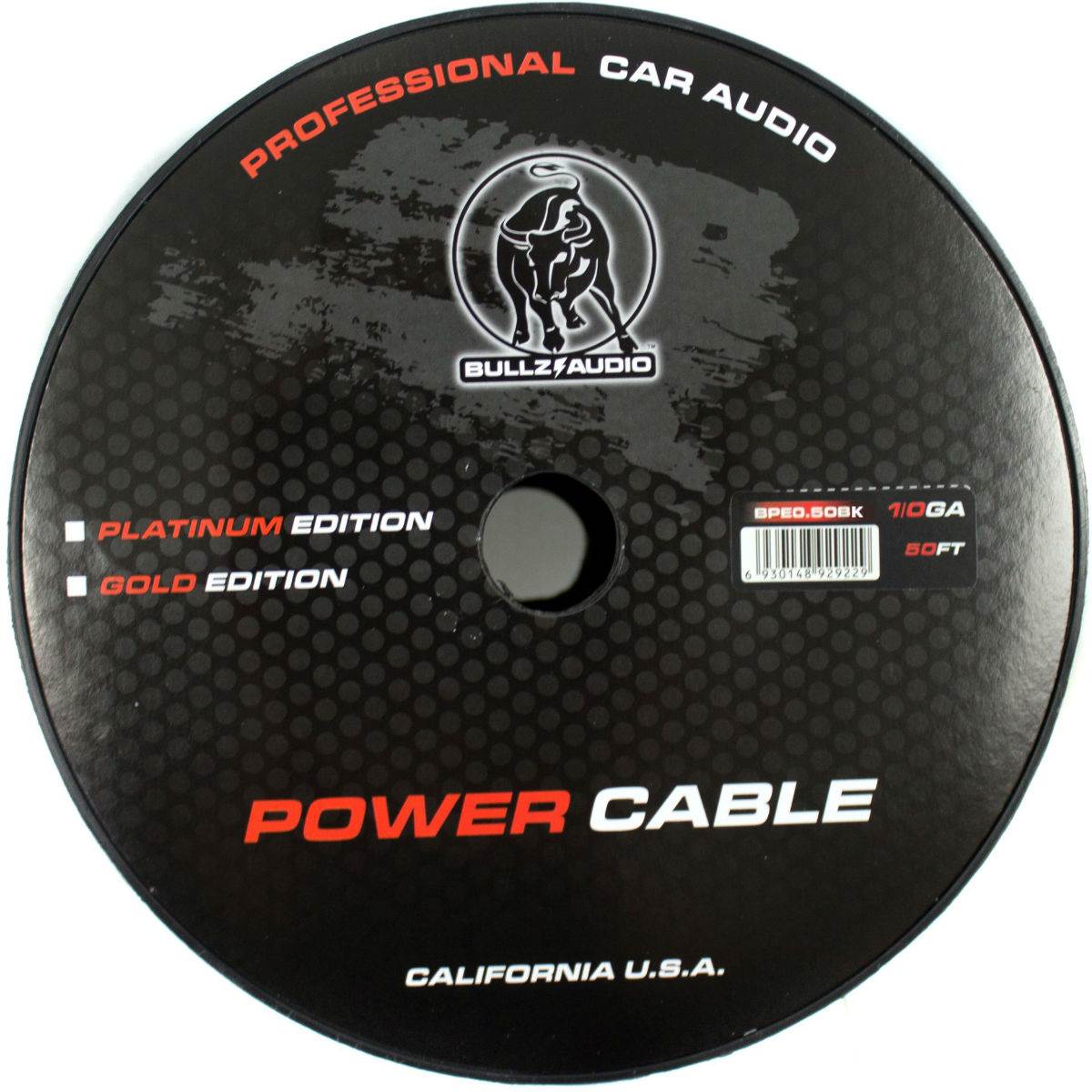 Bullz Audio BPE0.50BK 1/0 Gauge 50 FT Twisted Pro Power Ground Wire Cable, Black