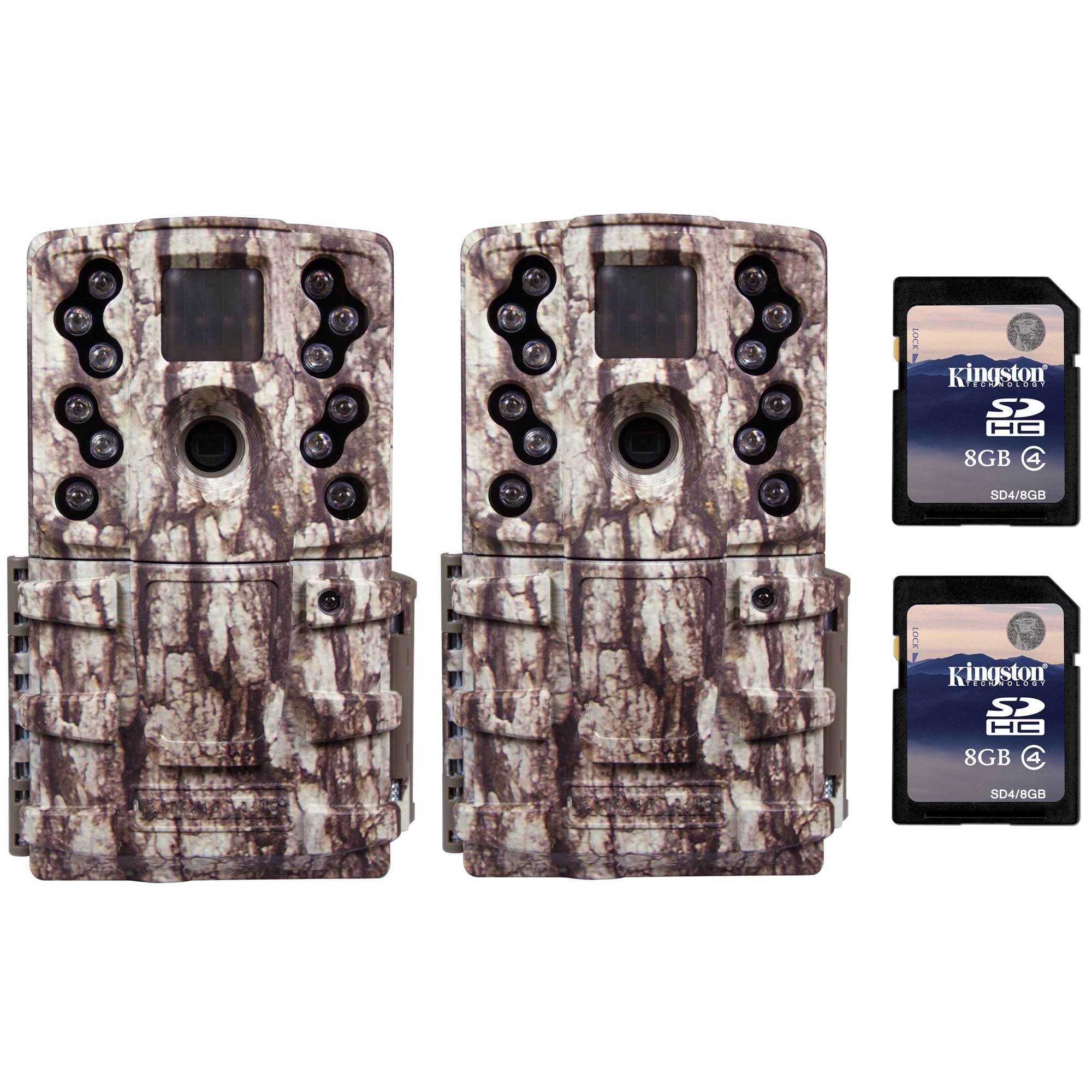Moultrie Low Glow 12 MP AC20 Long Range IR Trail Game Camera (Pair) + 2 SD Cards