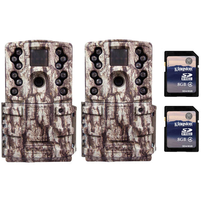 Moultrie Low Glow 12 MP AC20 Long Range IR Trail Game Camera (Pair) + 2 SD Cards