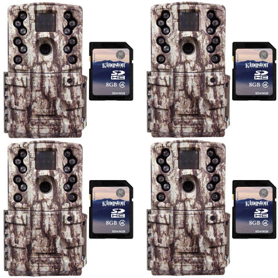 Moultrie Low Glow 12 MP AC20 Long Range IR Trail Game Camera (4) + 4 SD Cards