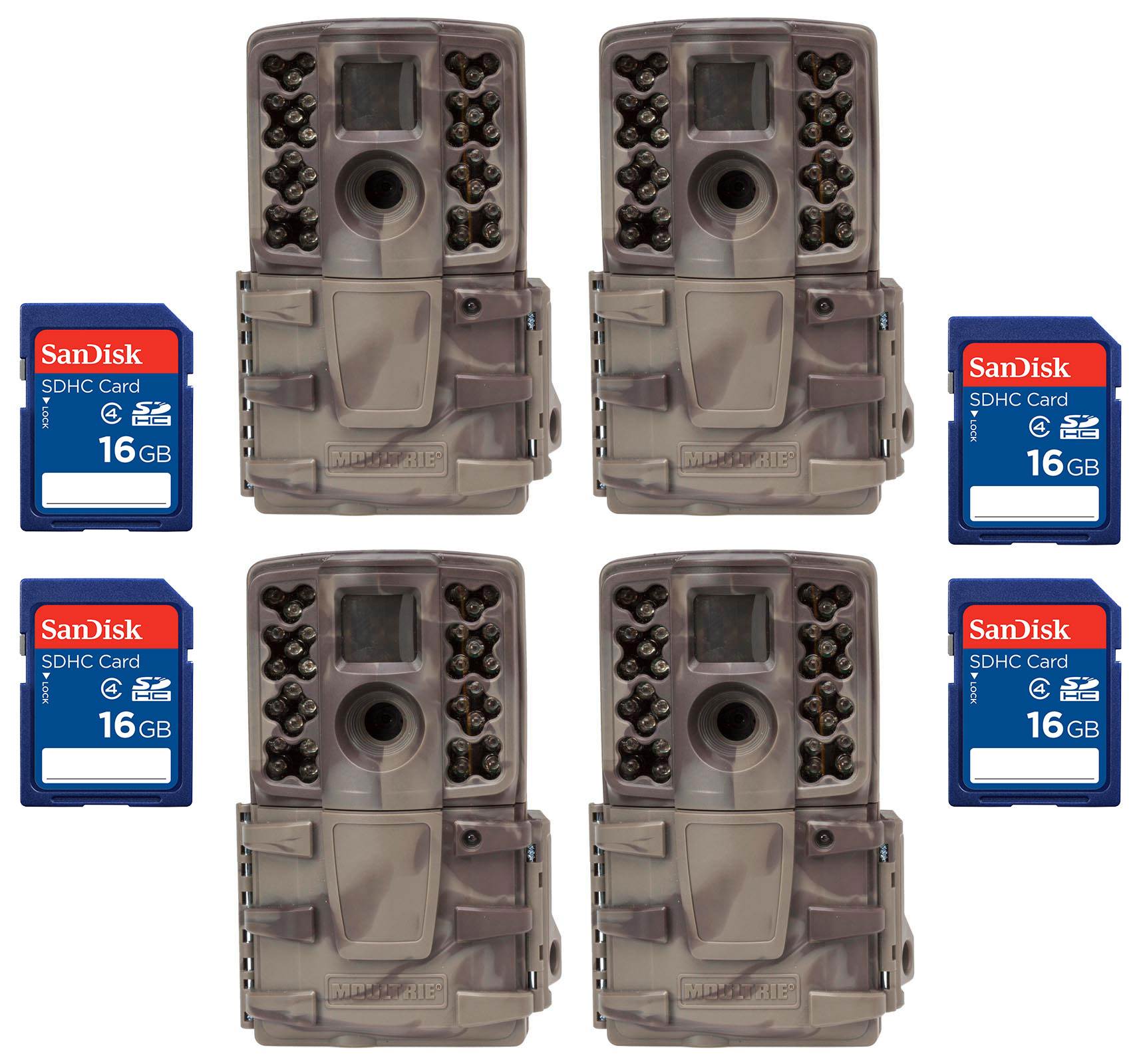 (4) Moultrie No Glow Invisible 12 MP Mini A20i IR Trail Game Cameras + SD Cards