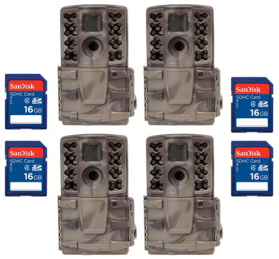 (4) Moultrie No Glow Invisible 12 MP Mini A20i IR Trail Game Cameras + SD Cards