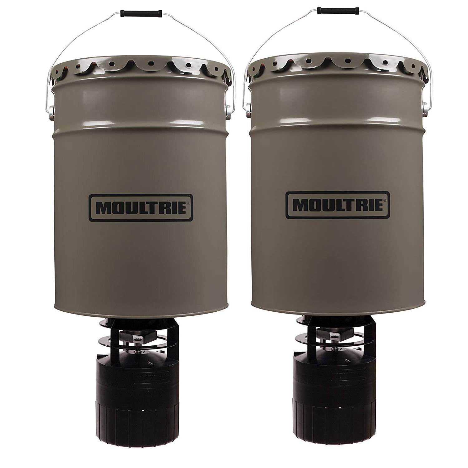 (2) Moultrie 6.5 Gallon 360° Pro-Hunter Bucket Style Hanging Game Deer Feeders