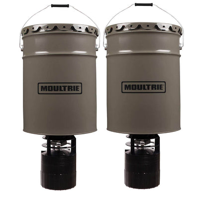 (2) Moultrie 6.5 Gallon 360° Pro-Hunter Bucket Style Hanging Game Deer Feeders