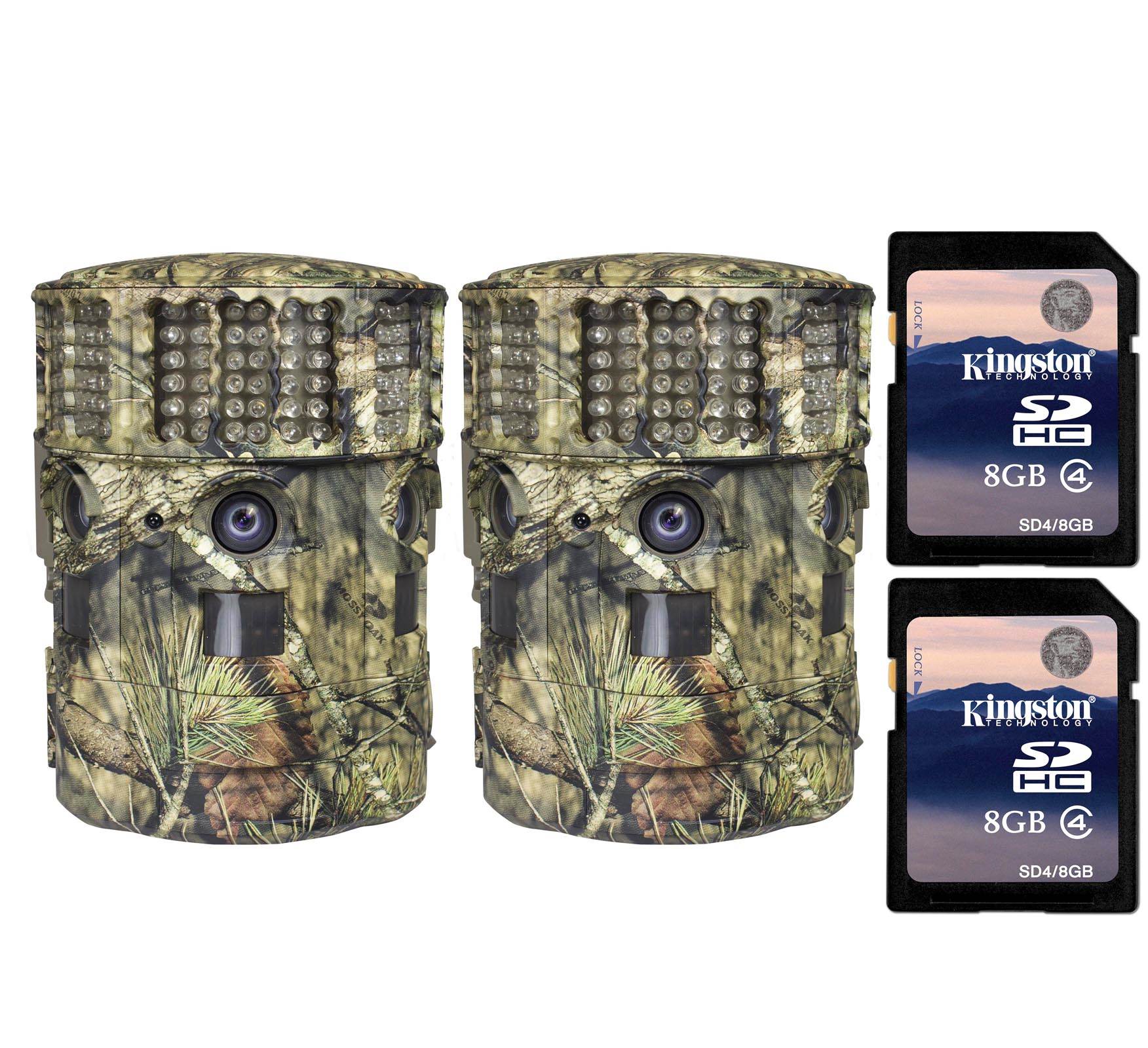 (2) Moultrie No Glow 14MP Panoramic 180i IR Game Hunting Cameras + SD Cards