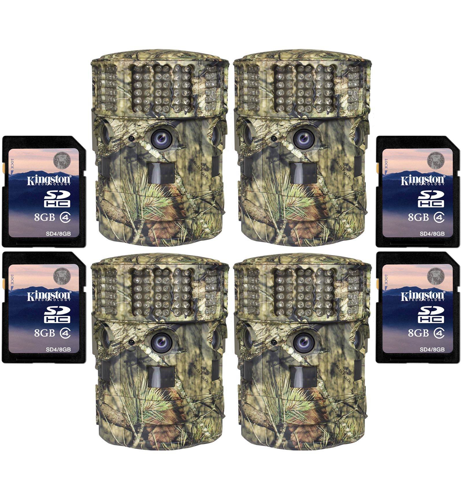 Moultrie No Glow 14MP Panoramic 180i IR Game Hunting Cameras (4) + SD Cards