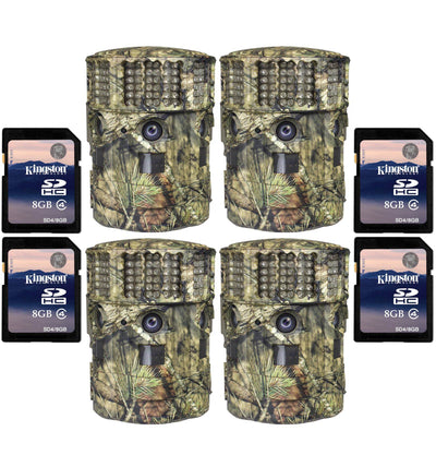 Moultrie No Glow 14MP Panoramic 180i IR Game Hunting Cameras (4) + SD Cards