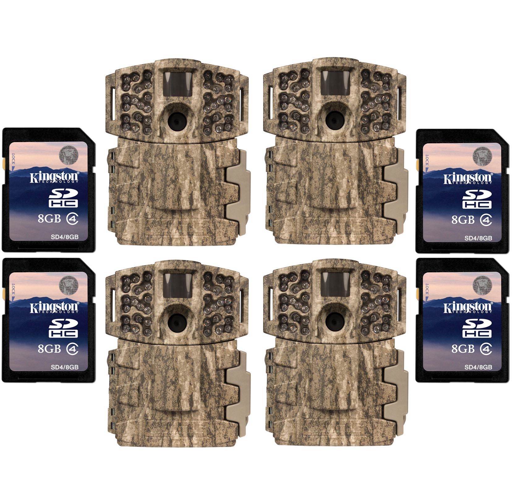 Moultrie No Glow Invisible 14MP Mini 888i IR Trail Game Cameras (4) + SD Cards