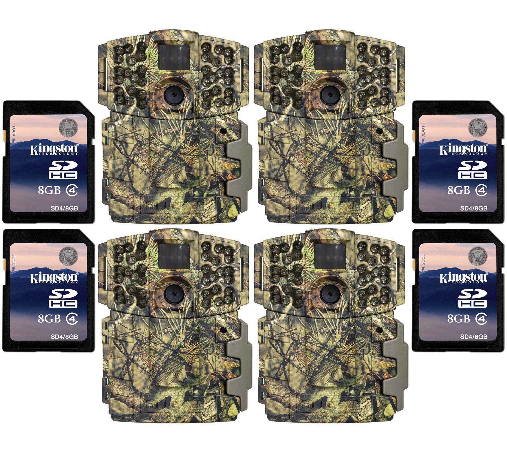 Moultrie No Glow Invisible 20MP Mini 999i IR Trail Game Cameras (4) + SD Cards