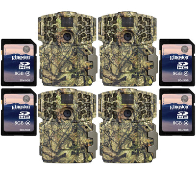 Moultrie No Glow Invisible 20MP Mini 999i IR Trail Game Cameras (4) + SD Cards