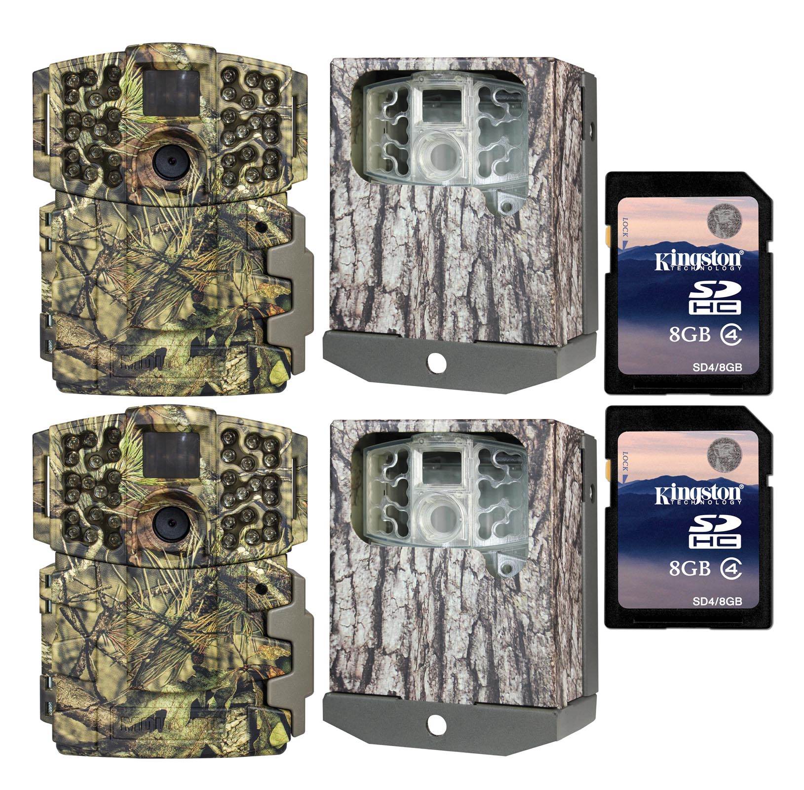 (2) Moultrie No Glow Invisible 20MP Mini 999i IR Game Cameras w/Cases & SD Cards