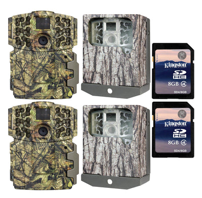 (2) Moultrie No Glow Invisible 20MP Mini 999i IR Game Cameras w/Cases & SD Cards