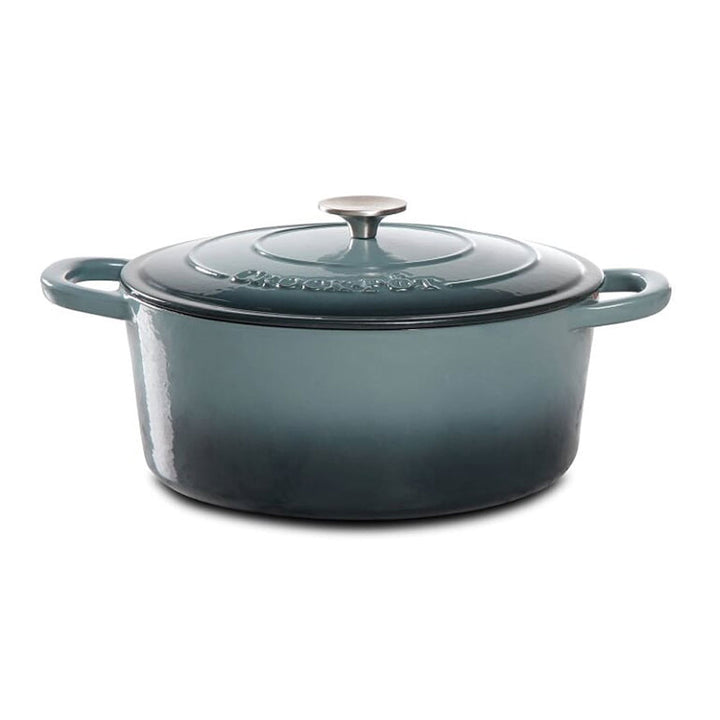 Crock-Pot 7 Quart Oval Enamel Cast Iron Dutch Oven Slow Cooker, Gray (Open Box)