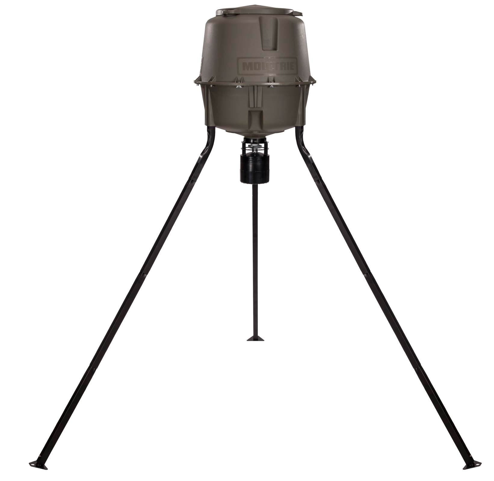 Moultrie 30 Gal Adjustable Height Quick-Lock Tripod Deer Feeder w/ Plate Kit