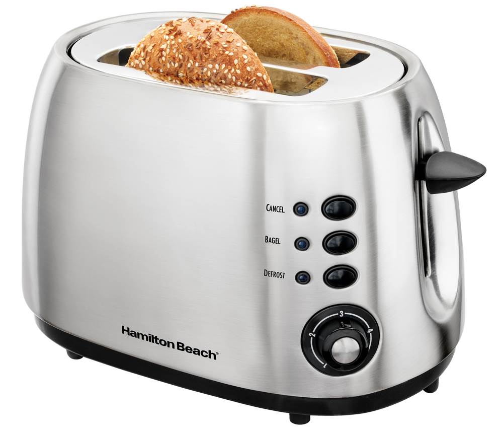 Hamilton Beach 22504E Wide 2 Slice Stainless Toaster w/Bagel & Defrost Settings