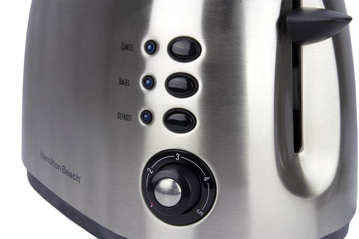 Hamilton Beach 22504E Wide 2 Slice Stainless Toaster w/Bagel & Defrost Settings