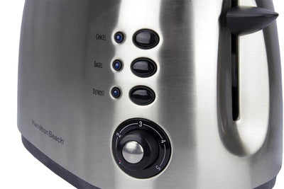 Hamilton Beach 22504E Wide 2 Slice Stainless Toaster w/Bagel & Defrost Settings