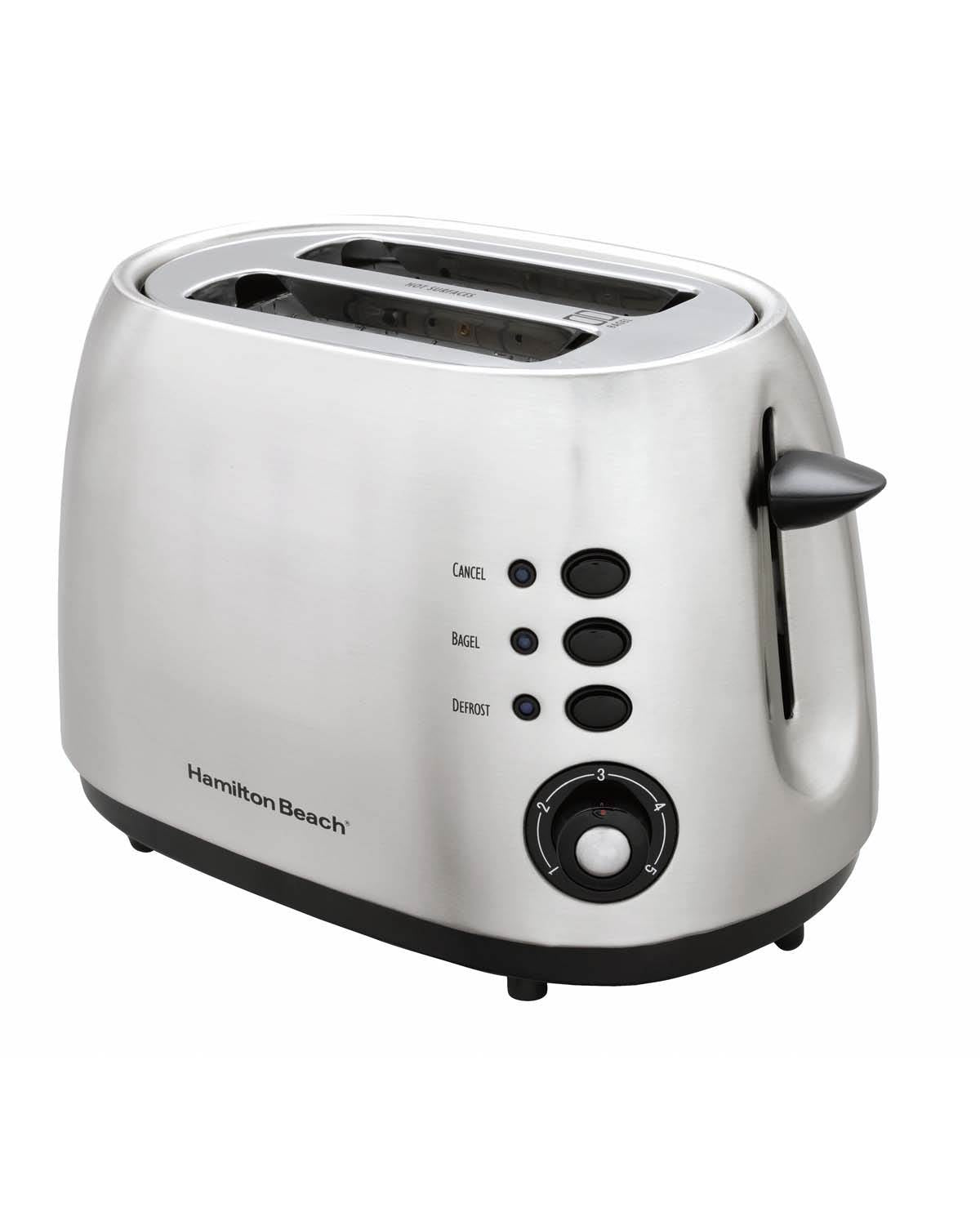 Hamilton Beach 22504E Wide 2 Slice Stainless Toaster w/Bagel & Defrost Settings
