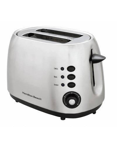 Hamilton Beach 22504E Wide 2 Slice Stainless Toaster w/Bagel & Defrost Settings