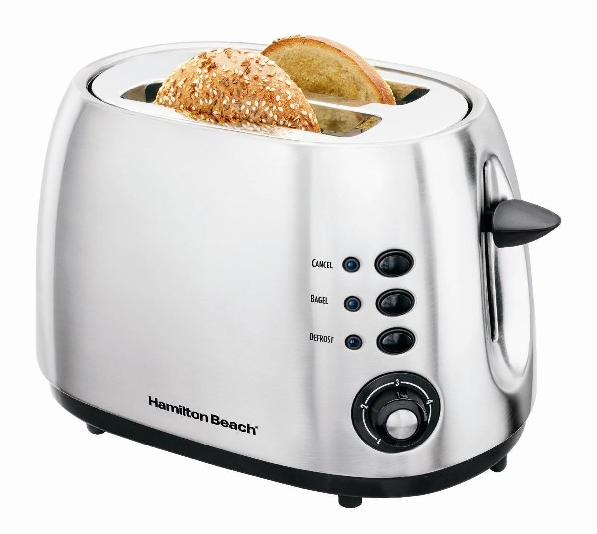 Hamilton Beach 22504E Wide 2 Slice Stainless Toaster w/Bagel & Defrost Settings