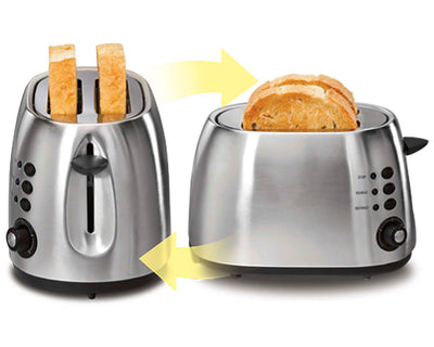 Hamilton Beach 22504E Wide 2 Slice Stainless Toaster w/Bagel & Defrost Settings