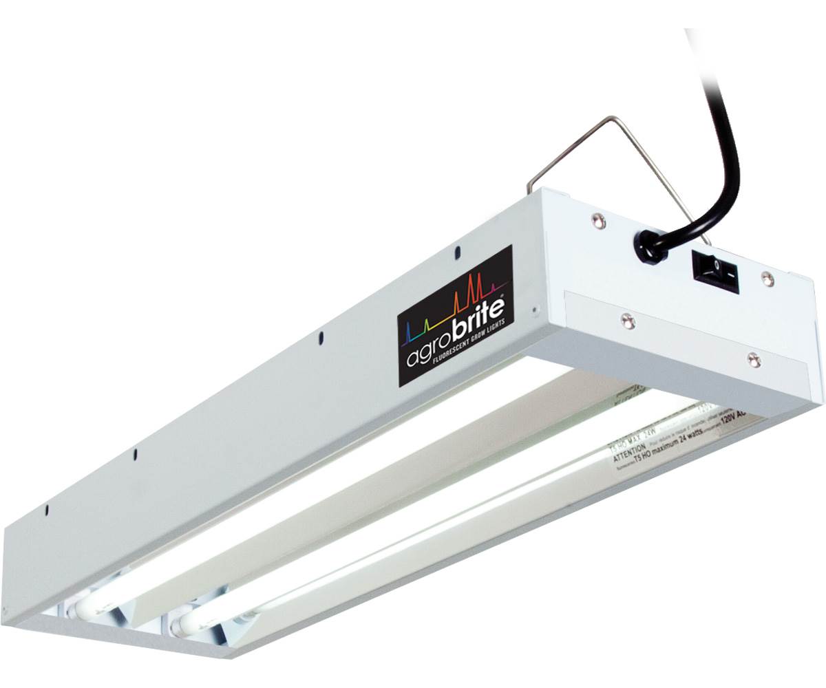Hydrofarm FLT22 Agrobrite 2-Tube Hydroponic 2' Grow Light Fixture 48W w/ Bulbs - VMInnovations