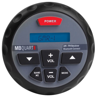 MB Quart Nautic GMR-1 Marine ATV Boat Bluetooth Gauge Receiver + 2) LED Speakers