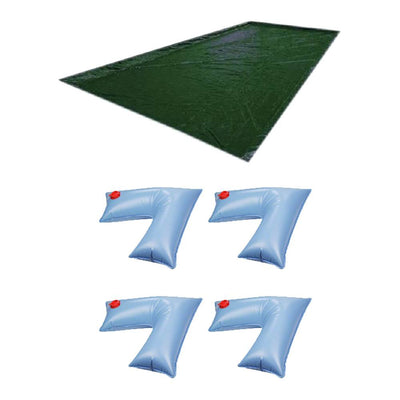 Swimline 18x36 Ft RipStopper Pool Cover + 4-Pack of Corner Water Cover Weights