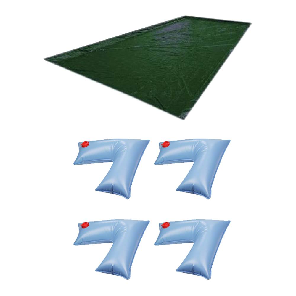 Swimline 16 x 32 Ft RipStopper Pool Cover + 4-Pack of Corner Water Cover Weights