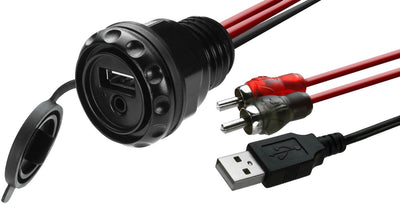 MB Quart Nautic GMR-1 Marine ATV Boat Bluetooth Gauge Receiver + 2) 6.5 Speakers