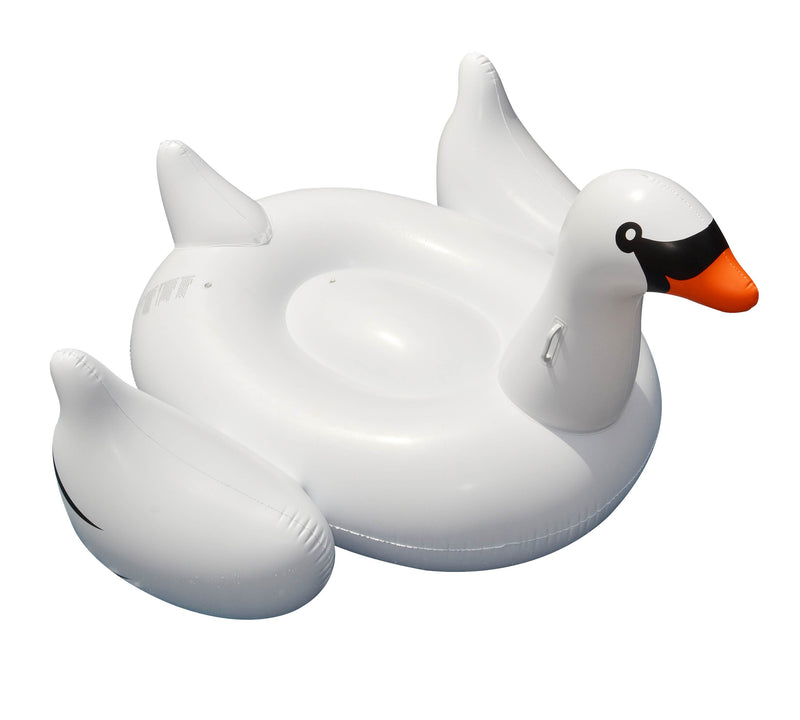 Swimline Ride-On 75-Inch White Swan Float And Giant Inflatable Golden Swan Float