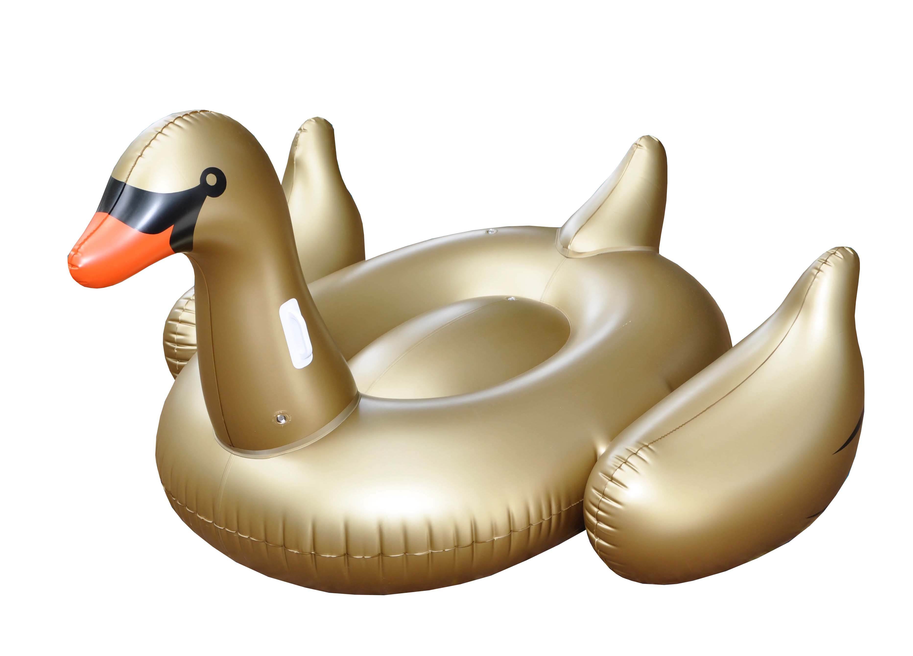 Swimline Ride-On 75-Inch White Swan Float And Giant Inflatable Golden Swan Float
