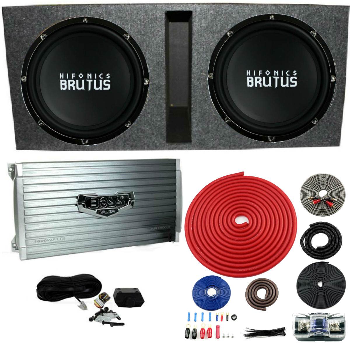 Hifonics BRZ15D4 Vented Bass Package - 2) 15" Subwoofers, 2 Ch. Amp, Box & Wire
