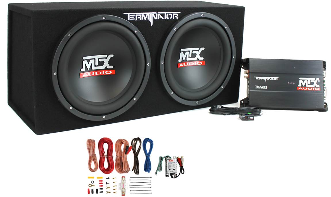 MTX TNP212D2 12" 1200W Car Loaded Subwoofer +Sub Box+Amplifier+Amp Kit+Converter