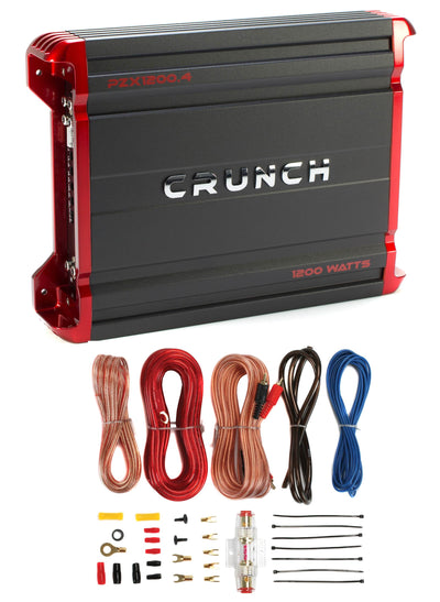 Crunch PZX1200.4 1200 Watt 4 Channel Car Amplifier Power Stereo Amp + Wiring Kit