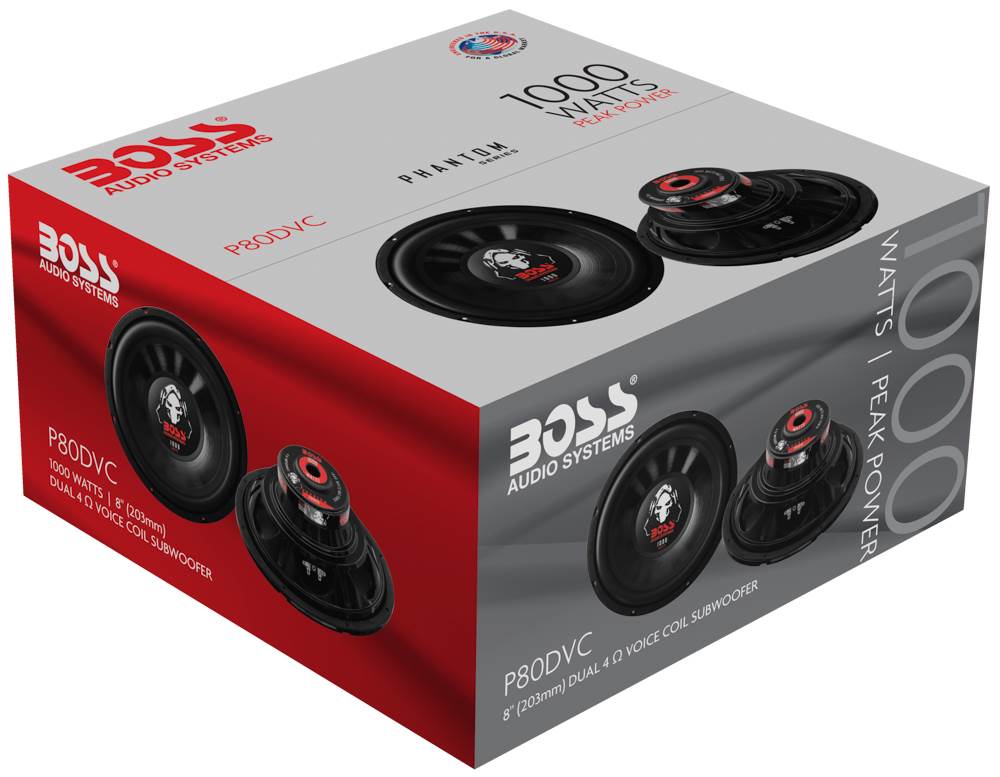 Boss Audio 8-Inch Dual Voice Coil 4-Ohm 1000-Watt Car Subwoofer, Black | P80DVC