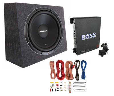 Rockford Fosgate 12" 300W Subwoofer w/ Enclosure and Amplifier w/ Wiring Kit