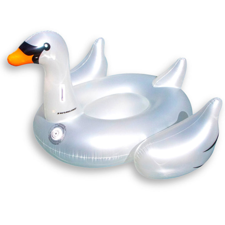 Swimline Giant Inflatable Transparent LED Light-Up Ride-On Swan Float | 90702