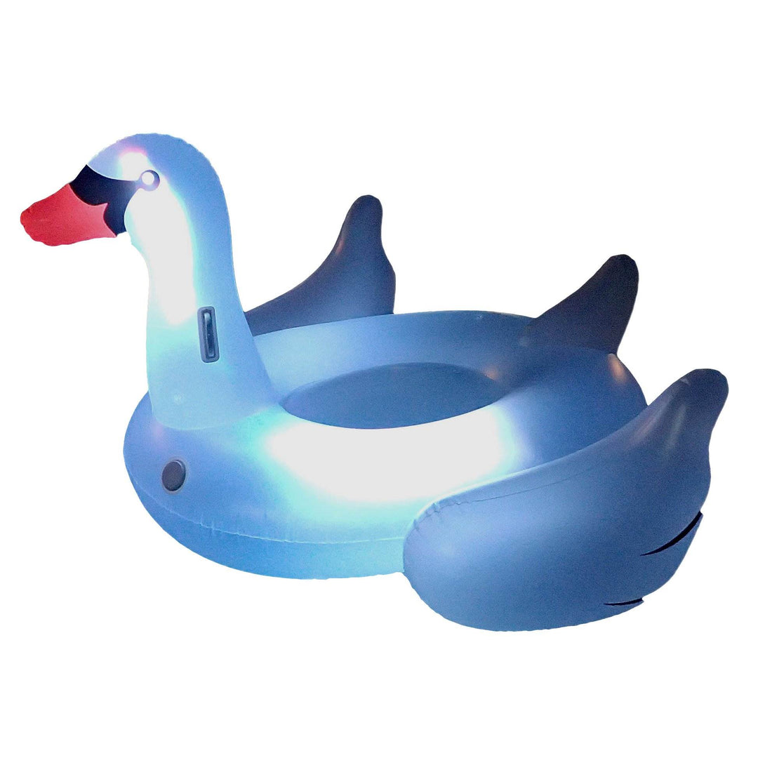 Swimline Giant Inflatable Transparent LED Light-Up Ride-On Swan Float (Open Box)