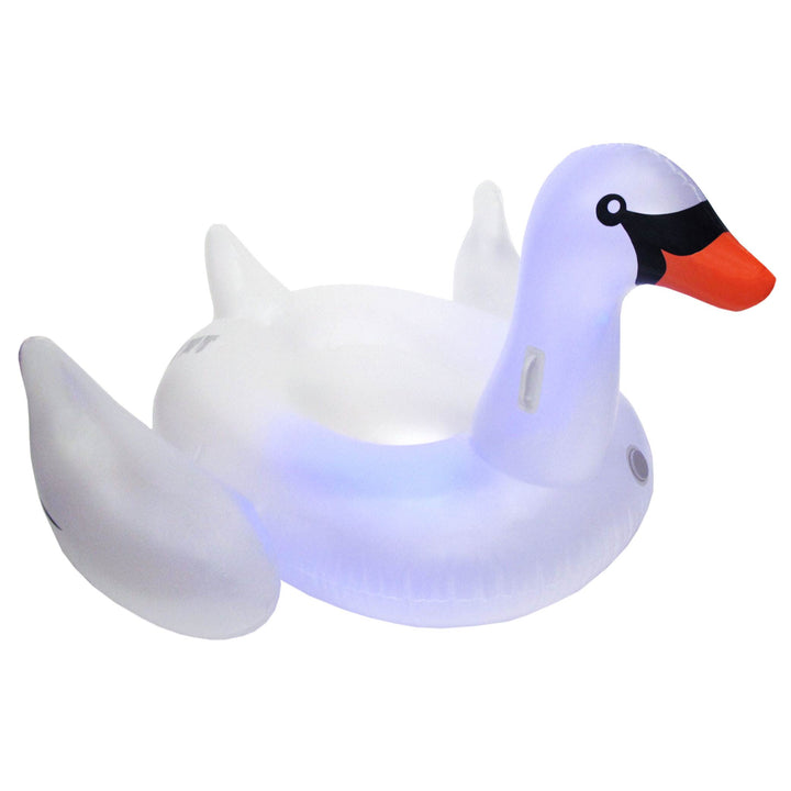 Swimline Giant Inflatable Transparent LED Light-Up Ride-On Swan Float (Open Box)