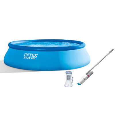 Intex 15ft x 42in Easy Set Pool with 1000 GPH Pump & Kokido Telsa 10 Pool Vacuum