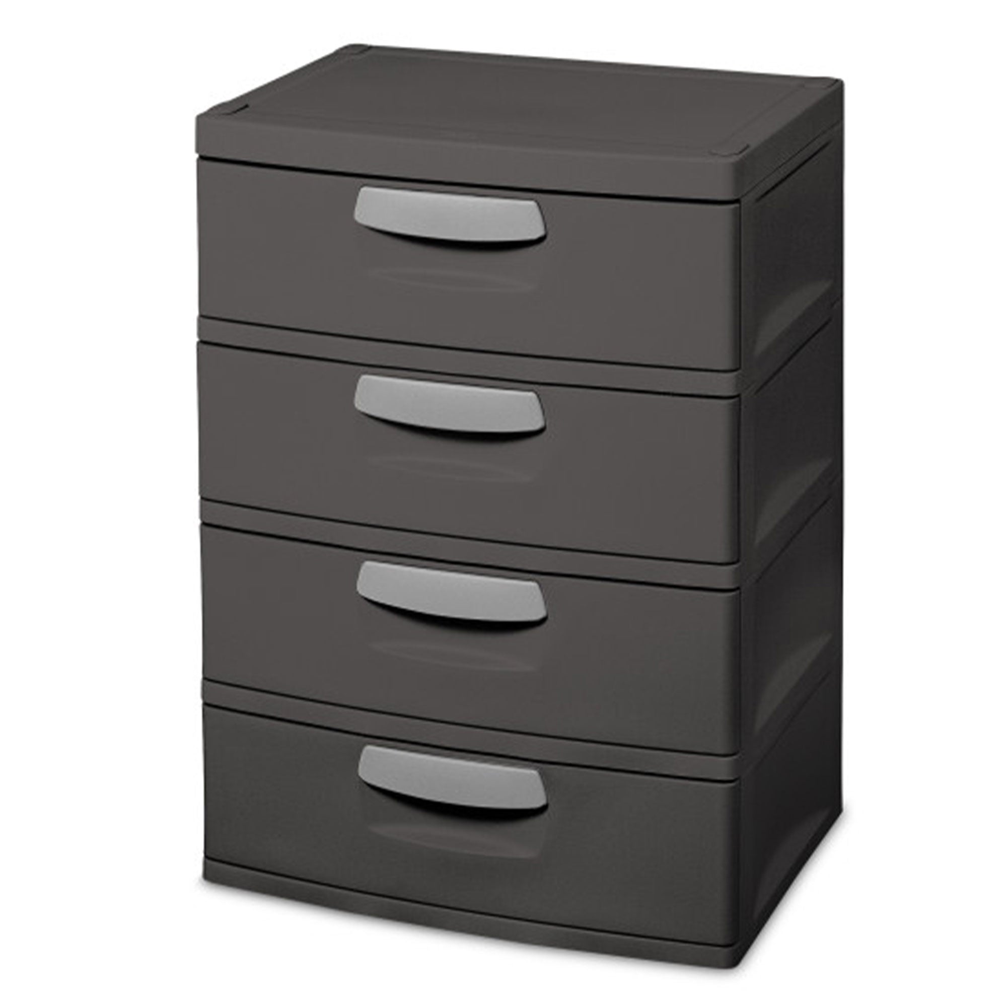 Sterilite 4-Drawer Heavy-Duty Gray Storage Unit With Black Handles (4 Pack)