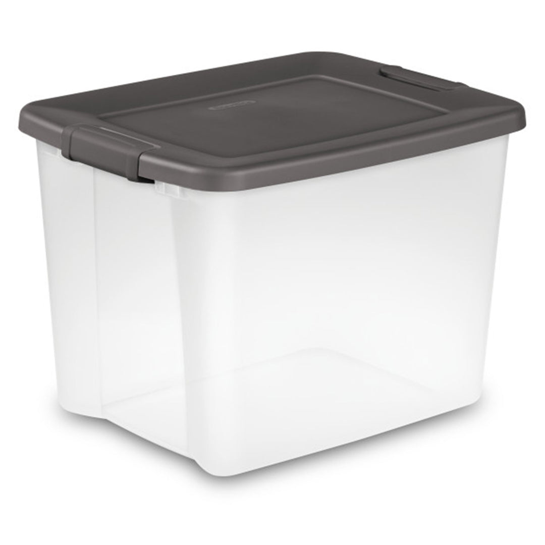 Sterilite 50Qt ShelfTote, Stackable Storage Bin with Latching Lid, Clear, 6 Pack