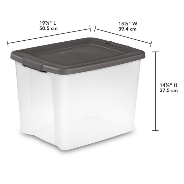 Sterilite 50Qt ShelfTote, Stackable Storage Bin with Latching Lid, Clear, 6 Pack - VMInnovations
